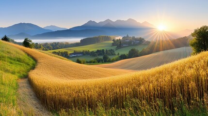 Obraz premium Wind farm powering carbon-neutral business operations, clean tech focus