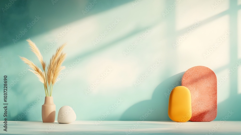 Aufkleber striking 3d studio environment featuring an eclectic color palette minimal furnishings and a product
