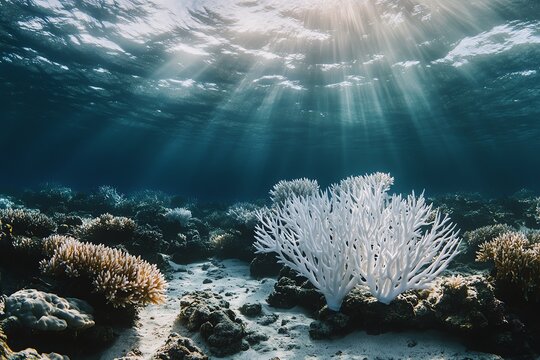 Coraux blanchis sous l'oc&eacute;an
