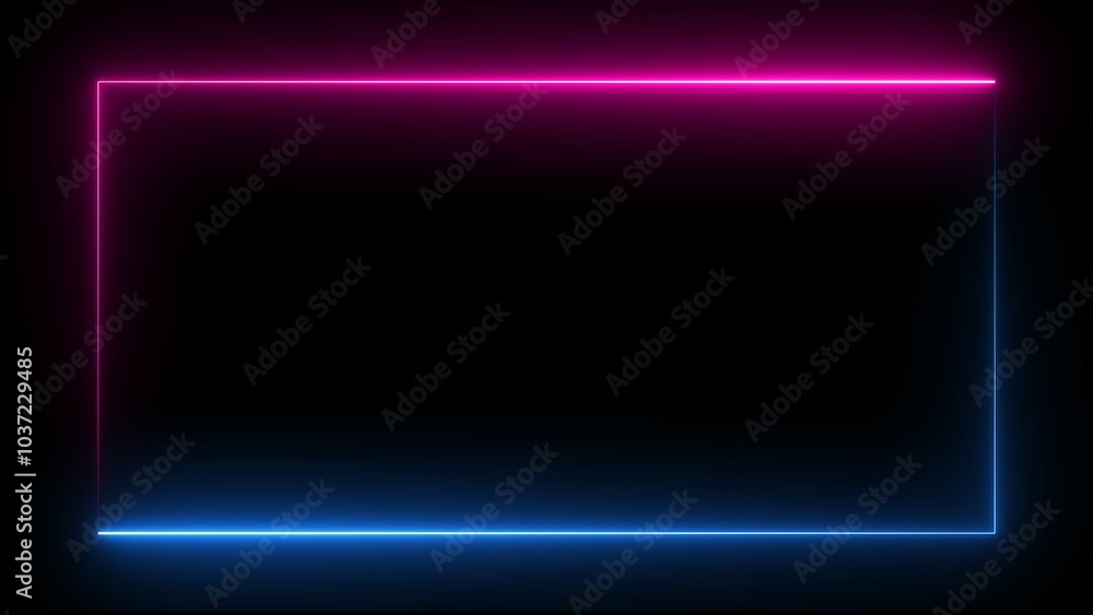 Poster neon light square frame. box with led glow. laser gradient border. glowing neon colorful rectangle f