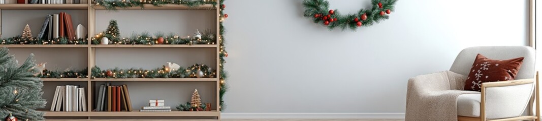 Contemporary Living Room with Christmas Decor