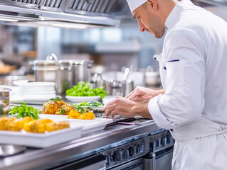 modern kitchen and busy chefs 