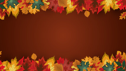 Happy Thanksgiving Day Banner and Background. Happy holiday surrounded by autumn leaves and pumpkins vector illustration. Thanks giving celebration vector design.
