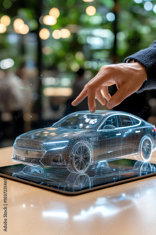 Poster exploring the future of automotive design through interactive 3d visualization technology