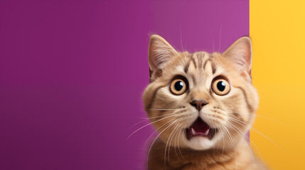 Obraz premium Close-up of a cat with a surprised expression
