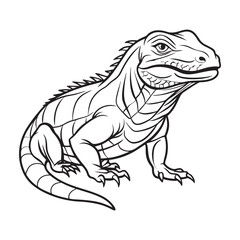 Fototapeta premium Silhouette vector style komodo dragon with white background