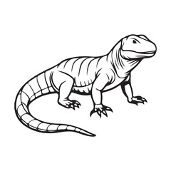 Silhouette vector style komodo dragon with white background