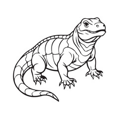 Obraz premium Silhouette vector style komodo dragon with white background