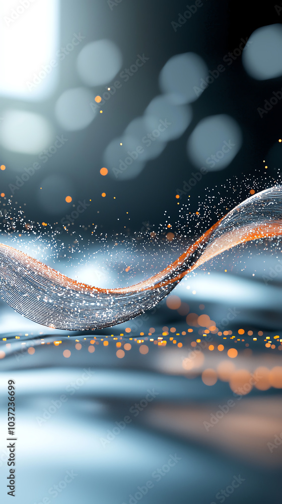 Poster dynamic flow of light and particles an abstract exploration of motion and energy