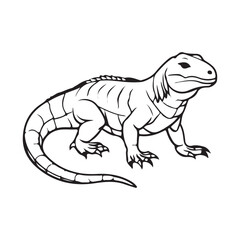 Silhouette vector style komodo dragon with white background