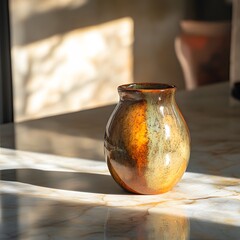 Hand-crafted pottery vase with a unique glaze.