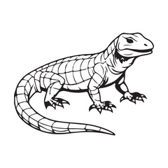 Silhouette vector style komodo dragon with white background
