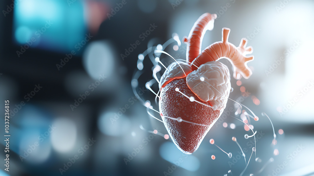 Poster innovative 3d visualization of the human heart exploring the intersection of science and technology 