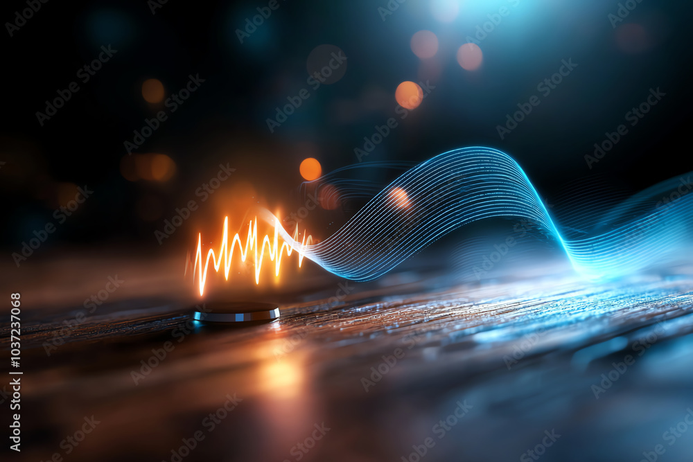Aufkleber dynamic visualization of sound waves with vibrant light effects against a dark background