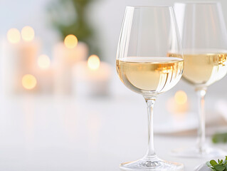 Obraz premium Romantic Wine Glass with Candles 