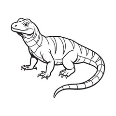 Silhouette vector style komodo dragon with white background