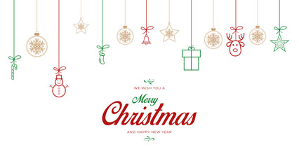 Christmas greetings vector background design. Christmas greeting text with pine tree, candy cane and gift boxes ornaments and decoration elements in red elegant background.

