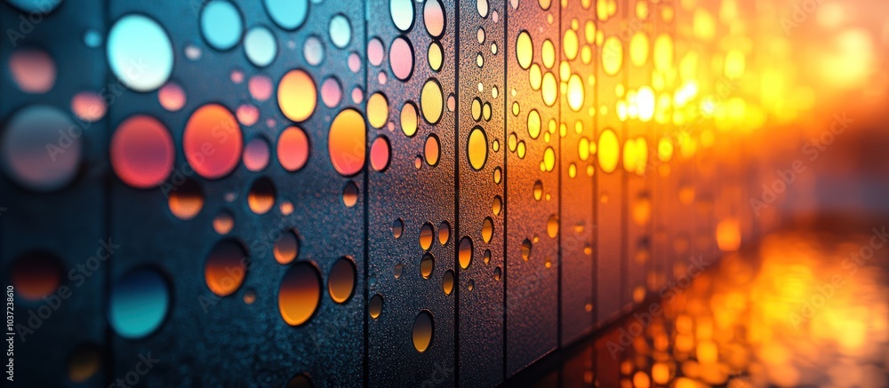 Poster Abstract design featuring colorful circular patterns on a textured surface.