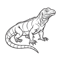 Silhouette vector style komodo dragon with white background