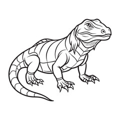 Silhouette vector style komodo dragon with white background