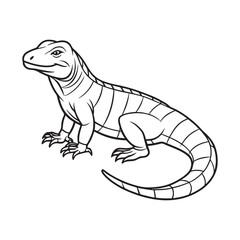 Silhouette vector style komodo dragon with white background