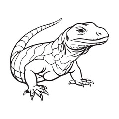 Silhouette vector style komodo dragon with white background