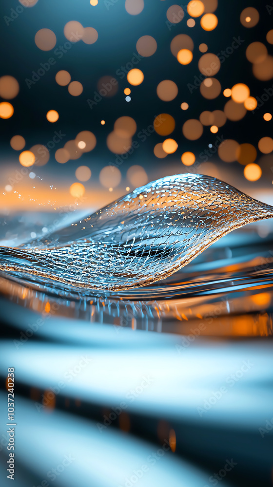 Poster captivating waves of light an abstract exploration of flowing energy and bokeh effects