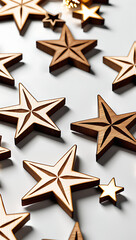 Obraz premium wooden decorations stars white christmas theme flat lay style new year concept photography idea