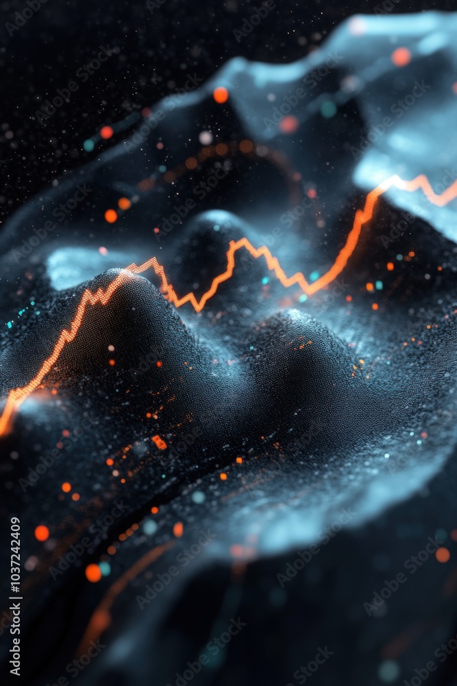 Poster abstract representation of data trends with vibrant colors and smooth textures