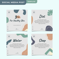 Social media carousel post template. Instagram and facebook square post template. Instagram tips post collection tutorial, tip, trick, and quick tips for healthy lifestyle
