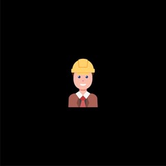 Construction worker icon isolated on dark background
