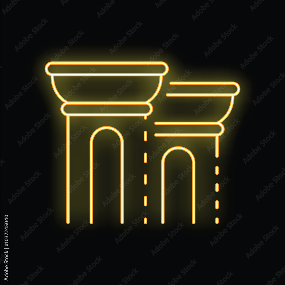 Poster neon sign representing columns with capitals illustrating classical architecture