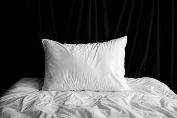 A black and white image of an unmade bed with only one pillow, a feeling of loneliness and loneliness.