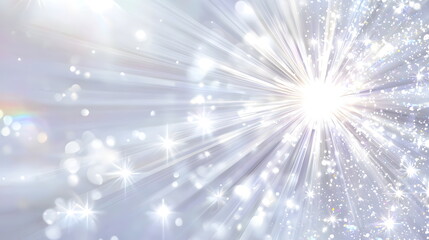 A bright gray background with rays of light and sparkles, suitable for summer or sunshine themes. Vector illustration. The gray sun shines brightly in the center of the frame, surrounded by sparkling 