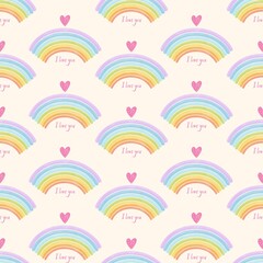Valentine pattern, Rainbow pattern, Love pattern, Cute print background, Holidays watercolor pattern, Rainbow watercolor