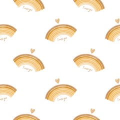 Valentine pattern, Rainbow pattern, Love pattern, Cute print background, Holidays watercolor pattern, Rainbow watercolor