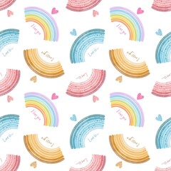 Valentine pattern, Rainbow pattern, Love pattern, Cute print background, Holidays watercolor pattern, Rainbow watercolor