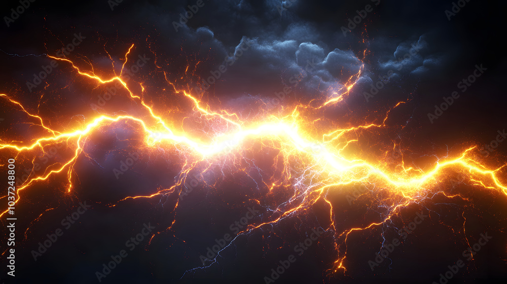 Poster lightning strike colored 3d rendering element