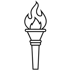 a fire torch silhouette vector Illustration line art transparent background