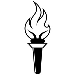 a fire torch silhouette vector Illustration line art transparent background