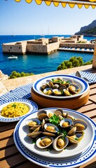 Obraz premium Clams a la Marinera on a Terrace