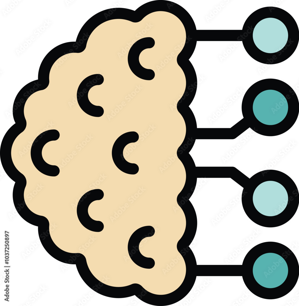 Poster vector icon of a brain sending signals, representing a neural network and its complex processes