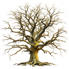 Fototapeta premium Old dead spooky tree isolated on white background as transparent. PNG. AI GENERATED.