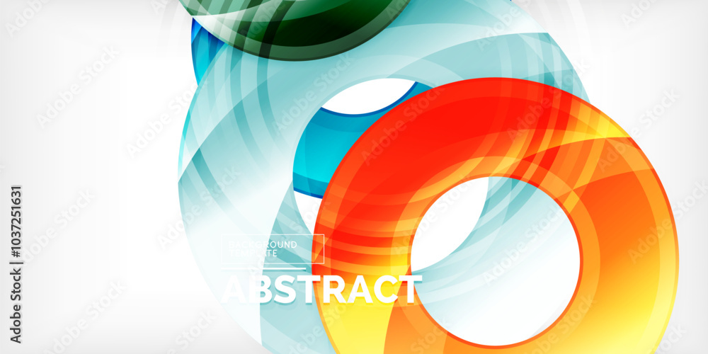 Poster bright colorful circles with light effects. abstract background