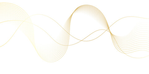 Golden wave curve lines abstract background with flowing particles. Digital energy waves technology concept. Modern backdrop design for business, presentation, banner