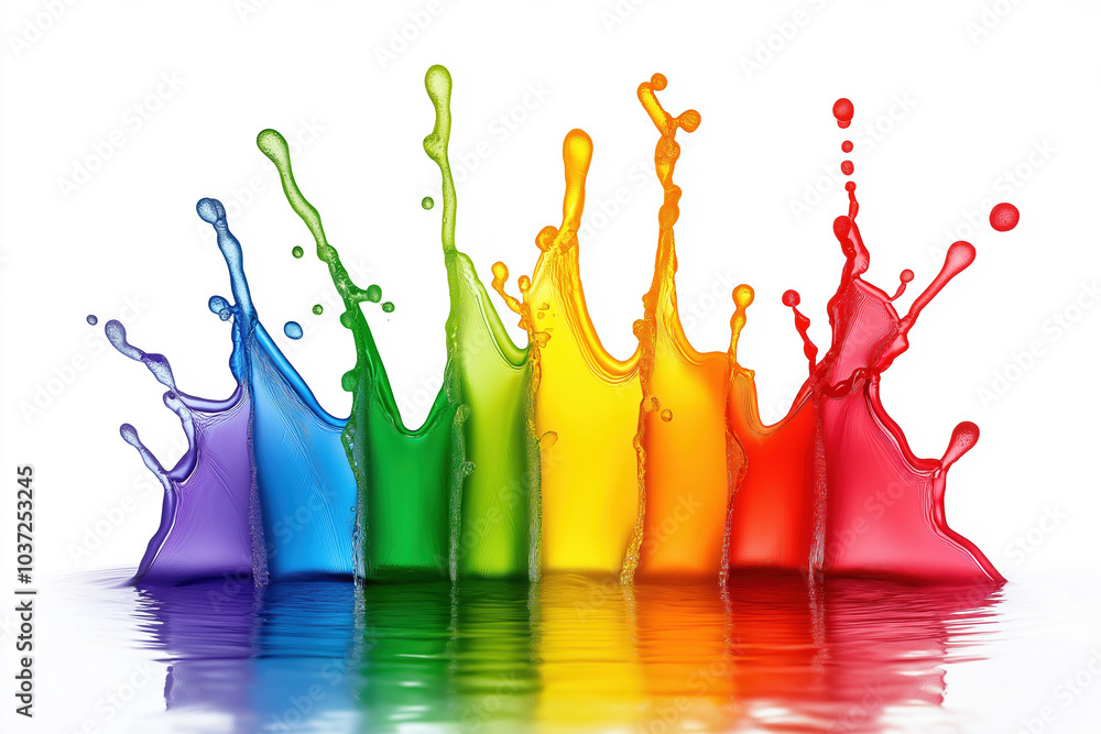 Aufkleber vibrant colored water splashes create an artistic display in a tranquil setting