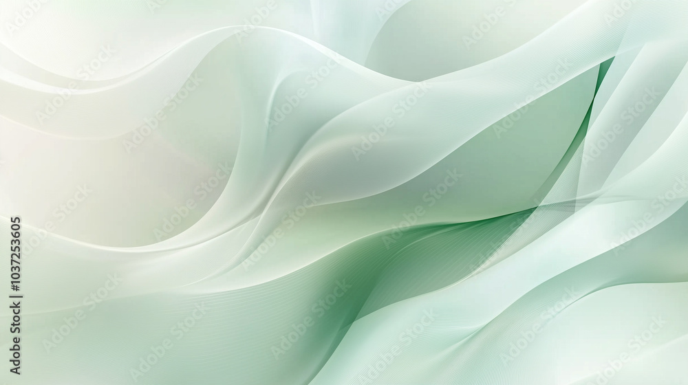 Aufkleber 3d render abstract background with gradient green waves minimalist background