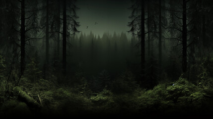 Obraz premium Forest background with blank space in the middle for text.