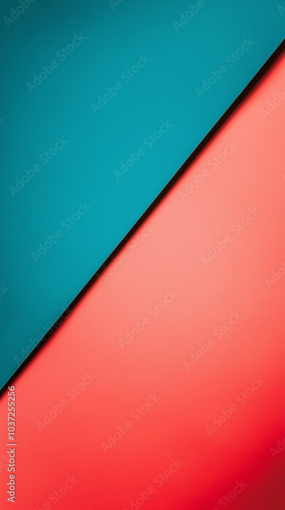Aufkleber Abstract background colorful Vibrant Teal and Orange background with layers  triangles and geometric pattern design, 3D Render style