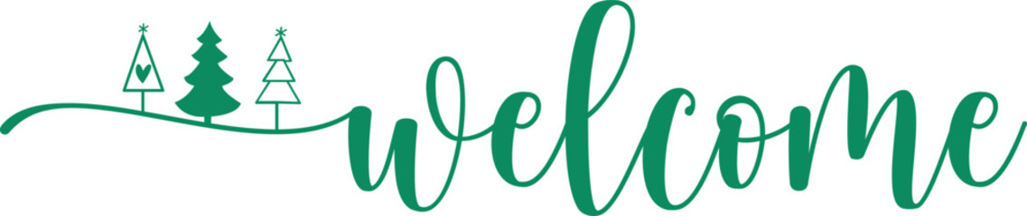 Welcome typography design on plain white transparent isolated background for sign, card, shirt, hoodie, sweatshirt, apparel, tag, mug, icon, poster or badge